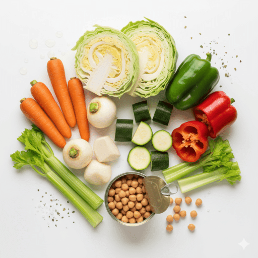 Image mettant en valeur les légumes colorés et frais utilisés dans la véritable recette du couscous marocain, symbole d’un plat équilibré et authentique.
