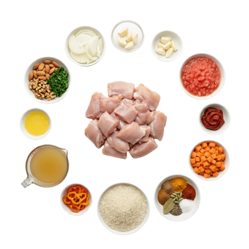 Ingrédients nécessaires pour préparer une kabsa syrienne au poulet