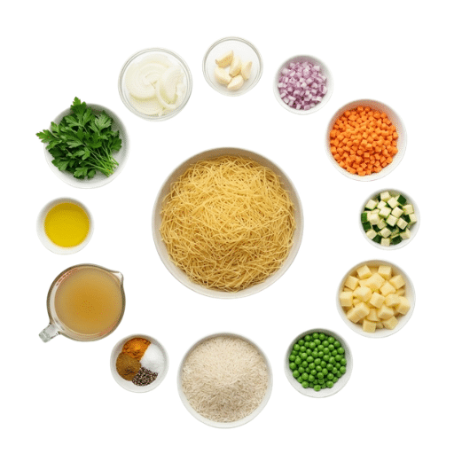 Soupe de légumes syrienne aux vermicelles servie en portions individuelles